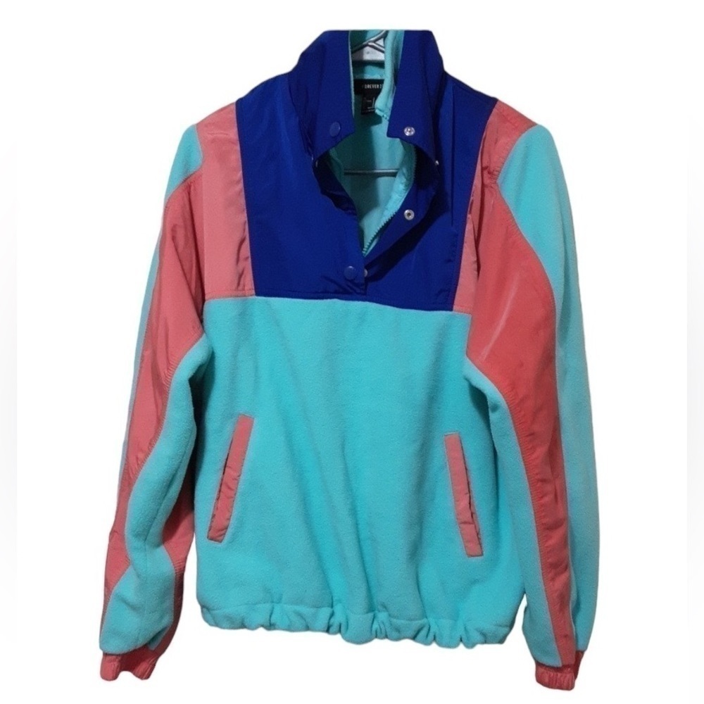 FOREVER21 WOMEN  FLEECE JACQUET color block S Y2K Vintage Streetwear